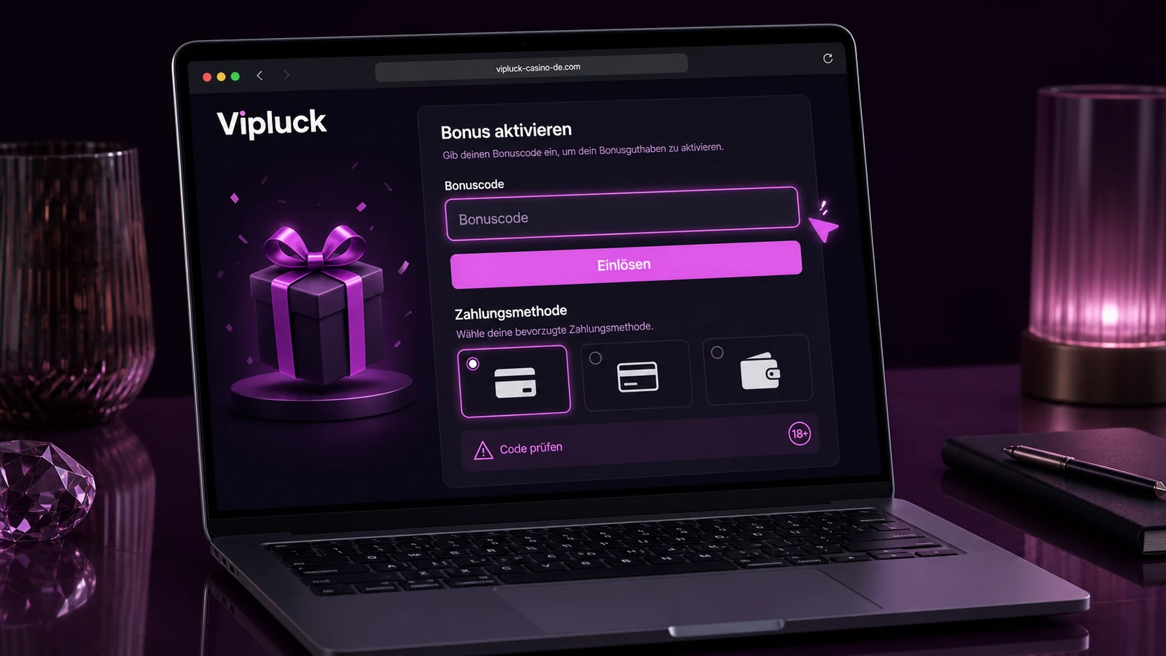 Bonuscode und Zahlungsmethode