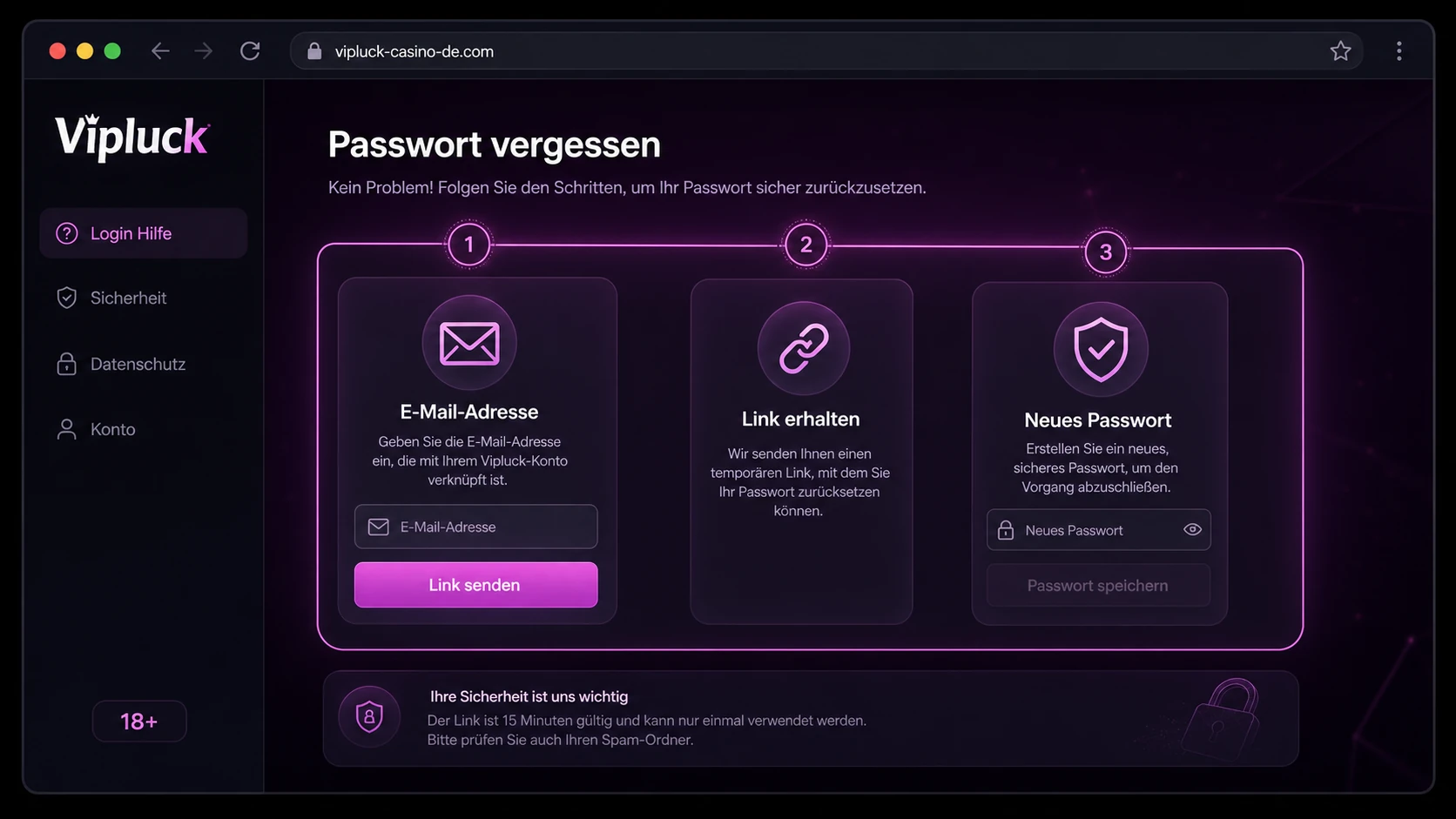 Passwort beim Vipluck Login vergessen