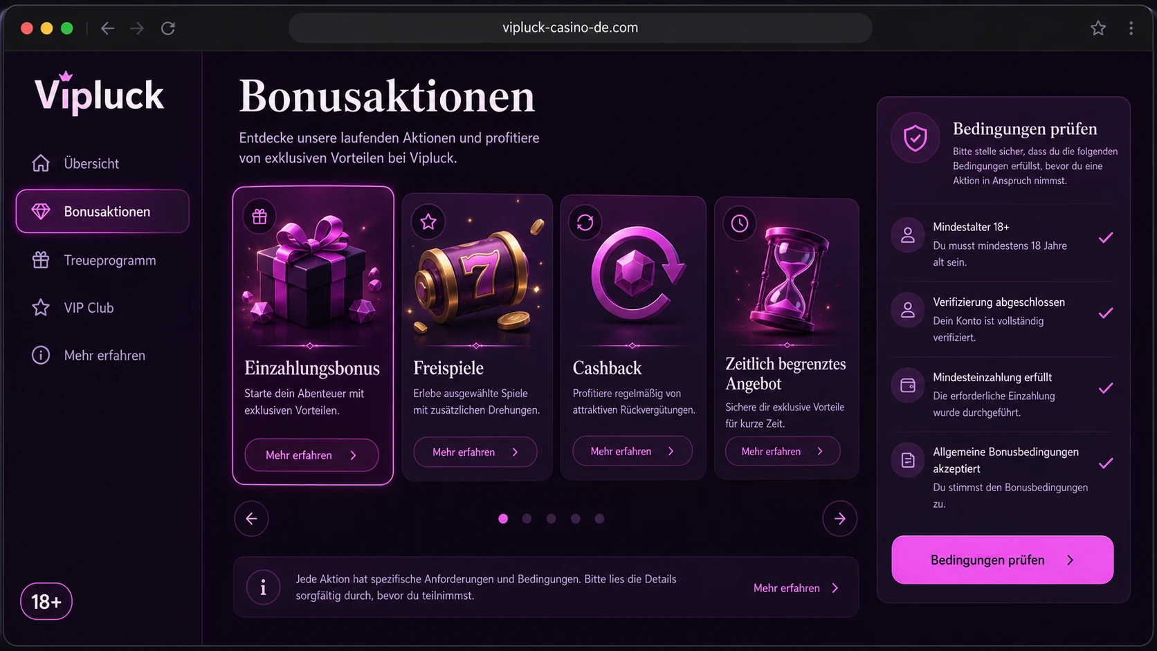 Bonusaktionen bei Vipluck